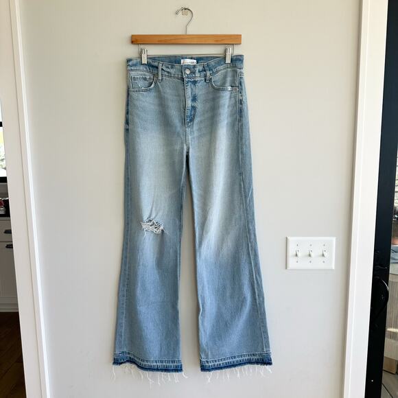 LOFT Unpicked Hem High Rise Wide Leg Jeans Light Indigo Wash 26 - Picture 2 of 11